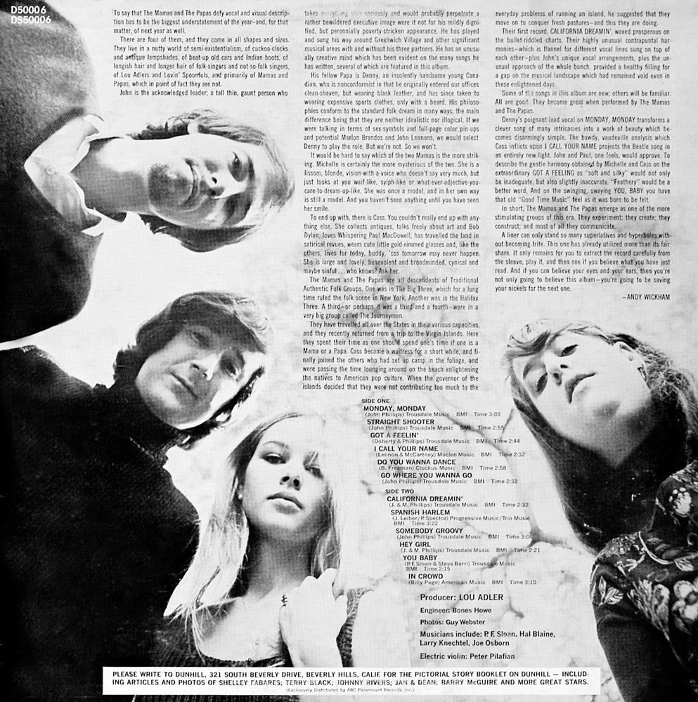 The Mamas and The Papas - If You Can Believe Your Eyes and Ears - Back Cover